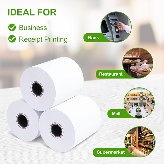 (100 Rolls) 2 1/4 x 50 Thermal Receipt Paper, White BPA-Free, Compatible with POS, Credit Card Terminals and Most Register Machines