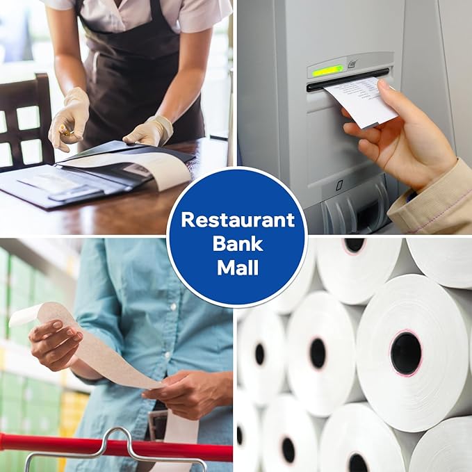 (50 Rolls) 3 1/8 x 230 Thermal Paper Receipt Rolls (45 GSM Premium Quality) Fits All POS Cash Registers BPA Free