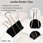 Jumbo Binder Clips 3 Inch - Extra Large Binder Clips 24 Pack, Heavy Duty Office Binder Clips for Paper, Documents, School & Office Supplies (24, 3 inch)