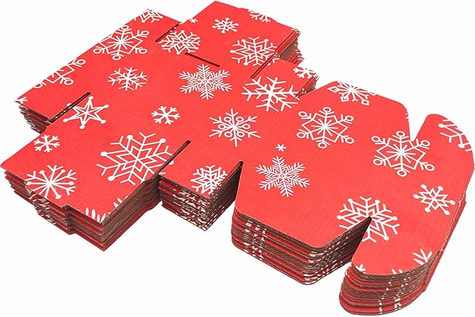 Green Recyclable Cardboard Small Gift Mailer Boxes for Shipping Packaging Craft Gifts Giving Products (Red and White, 4 x 4 x 2 Inch)
