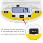 CGOLDENWALL Large Range Lab Digital Analytical Balance Lab Precision Scale Jewelry Kitchen Scales Electronic Balance Weighing and Counting Scale 0.1g Calibrated Pan Size 180140mm Yellow (5kg, 0.1g)