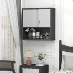 GREATMEET 31" H Garage Storage Cabinets, Lockable Storage Cabinet, Metal Wall Cabinet with Doors for Garage, Black&Grey