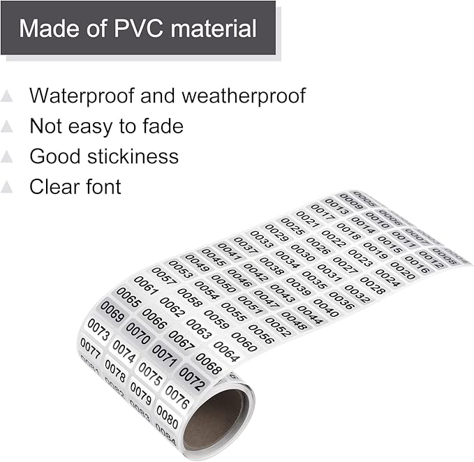 MECCANIXITY 1 to 1000 Consecutive Number Stickers Inventory Label Black Numbers for Office Warehouse Numbering Classification