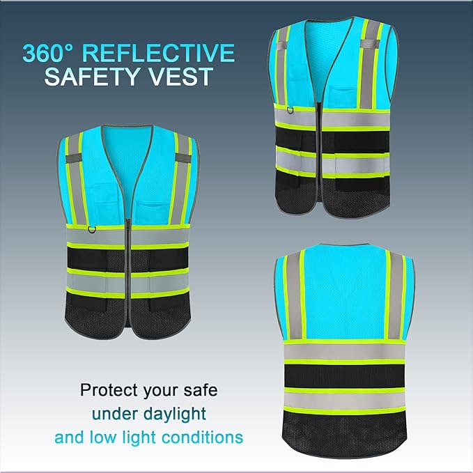 BeautyWill Custom Logo Safety Vest Class 2 High Visibility Reflective Vest for Men - Personalized Logo Team Vest