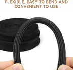 Polyamide Cable Sleeve, 10ft Flexible Expandable Braided Sleeving, Cable Management Sleeve for TV Computer Office Home Entertainment (Black, 3/8")