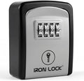 Iron Lock® Wall Mount Key Lock Box – Waterproof Heavy Duty Metal Lock Box for Keys with 4-Digit Combination & Resettable Code – Outdoor/Indoor Key Safe for Home, Office & Airbnb (Grey, Small)