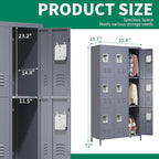 72" Tall Emplyee Locker with Shelves and Hooks 9 Doors Steel Sports Locker for Office Home Bedroom School Gym Garage, Metal Staff Locker Locking Storage Lockers Cabinet,Grey