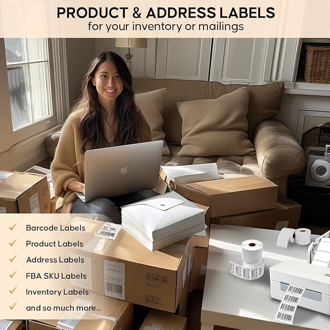 Arkscan 2 Rolls of 2.25 x 1.25 Direct Thermal Labels, Compatible with Arkscan and Zebra Label Printers, 1000 Labels per Roll