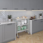 AmGood Stainless Steel Work Table with 2 Shelves and Casters | Metal Utility Table On Wheels (Stainless Steel Work Table with 2 Shelves + Casters, 36" Long x 18" Deep)
