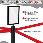 Therwen 6 Pack Heavy Duty Crowd Control Stanchions 9.8 ft Stainless Steel Stanchion Set with Safety Barrier Post Retractable Belt and Sign Holder Crowd Control Barrier(Red Belt, Black)