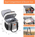 Double Deck Large Lunch Box, Insulated Heavy Duty Lunch Bag Waterproof Leakproof Durable Cooler Bag for Men Women Adults Work Picnic Camping Daytrip,16L,Grey, GLENKEY