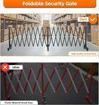 16 FT Industrial Metal Expandable Barricade，Retractable Traffic Fence with Casters, Folding Security Gate，Portable Barricade Gate for Construction Area, Traffic Control, Cordon(Black）