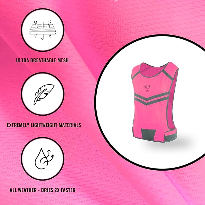 Running Reflective Vest, Inside Pocket & 2 Bands, High Visibility Reflective Running Vest for Night Running Walking Cycling