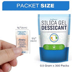 LotFancy Silica Gel Packets, 300 Packs 0.5 Gram, Indicating Desiccant Dehumidifier Packets, Moisture Absorber Bags for Spices Jewelry Shoes