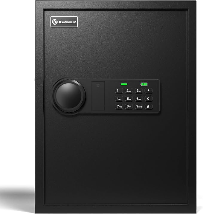 XDeer 71-Key Safe Wall Mount with Advanced Anti-Theft & LED Light, Key Cabinet with Combo & Key Lock for Hotels, Offices & Car Dealerships