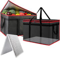 2PK Insulated Food Delivery Bag with Baseboard — Reusable Thermal Cooler Grocery Bags for Catering & Delivery, Pizza Carrier for Events, Large Capacity Bag Keeps Food Hot/Cold for Travel, Commercial