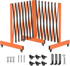 1 Set 16.8FT Industrial Metal Expandable Barricade，Retractable Traffic Fence with Casters, 270° Folding Security Gate, Portable Barricade Gate for Construction Area, Traffic Control, Cordon