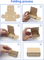 Ellbest 50Pcs Foldable Kraft Boxes Rectangular Boxes Recyclable Cardboard for Packing, Shipping, storaging Lightweight Item 2.8x1.6x1.1 inches