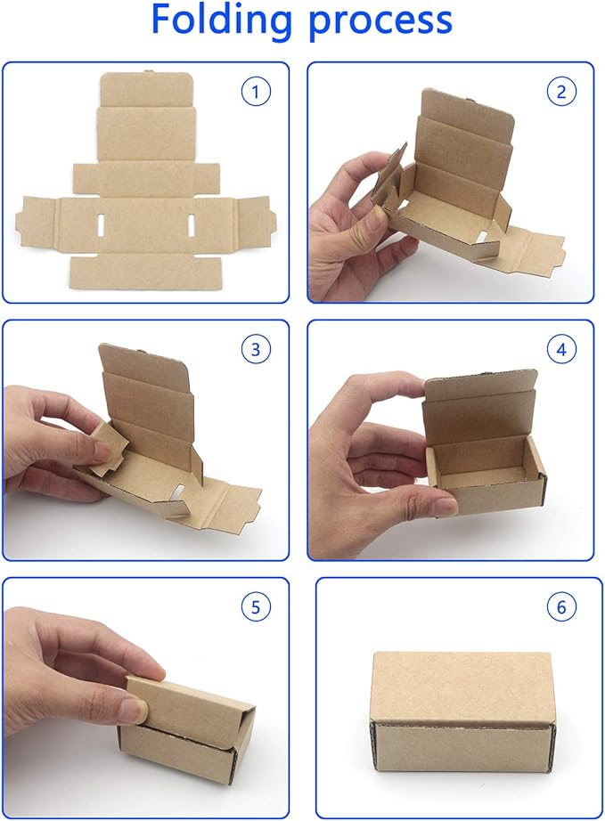 Ellbest 50Pcs Foldable Kraft Boxes Rectangular Boxes Recyclable Cardboard for Packing, Shipping, storaging Lightweight Item 2.8x1.6x1.1 inches
