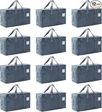 Moving Bags Heavy Duty Extra Large, Moving Boxes, Moving Supplies Essentials,Storage Bins with Lids, Plastic Packing Totes, Storage Bags for Clothes with Handles & Zippers(Grey, 12 Pack)