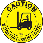 Mighty Line Forklift Floor Sign for Safety, Warning, Heavy-Duty, Peel and Stick, Adhesive, Industrial Quality, Caution Watch For Forklift Traffic, 12"
