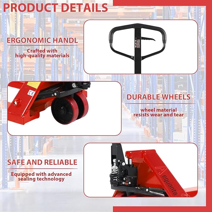 Manual Pallet Jack Truck 6600Lbs Capacity, Professional Pallet Trucks 27" W x 48" L Fork Size
