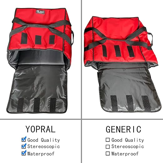 Pizza Bag, Thermal Pizza Delivery Bags Insulated Food Delivery Bag Professional Pizza Warmer Carrier Bags Moisture Free Hold Up to 4-16" or 3-18" (Red, 20"X20"X9")