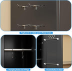 Aobabo Metal Broom Closet Storage Cabinet with Wheels, 72'' Tall Steel Cleaning Tools Garage Cabinet with Pegboards and Hooks,Assembly Required,Black