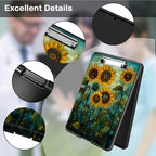Clipboard with Storage,Office Supplies Nursing Clipboards Folder with Pen Holder Plastic Foldable Clip Board with Storage for Nurse Teacher,Art Sunflowers