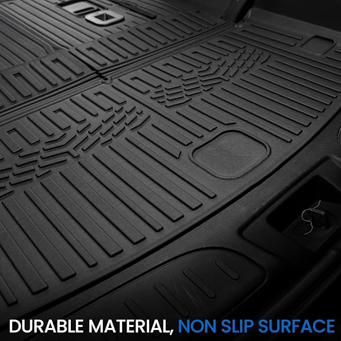 Floor Mats Set for 2016-2026 Dodge Durango (Only for 6 Seats with Captain Chairs), All Weather TPE Backrest Mat Trunk Mat Cargo Liner Door Sill Guards Accessories (6 Seats Floor Mats Set)