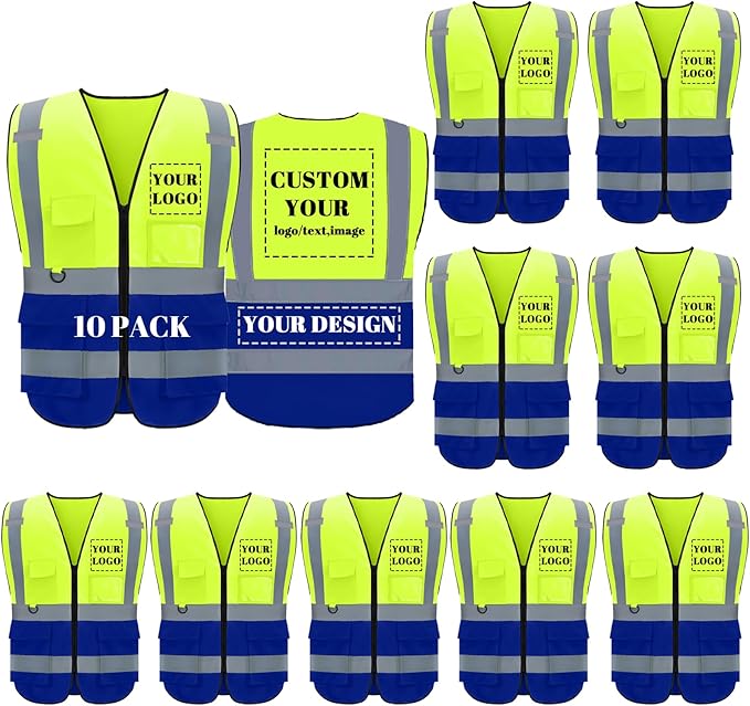 BeautyWill Custom Safety Vest Logo Class 2 High Visibility Reflevtive Vest Outdoor Protective Workwear