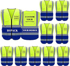 BeautyWill Custom Safety Vest Logo Class 2 High Visibility Reflevtive Vest Outdoor Protective Workwear