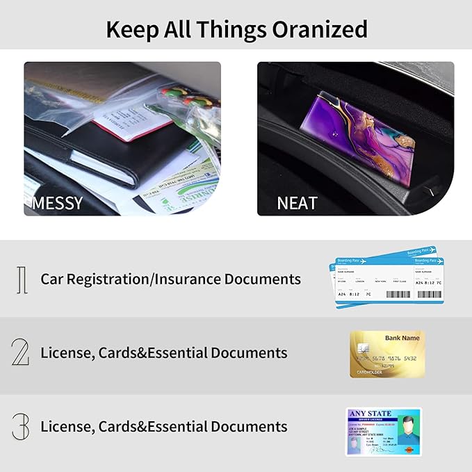 Car Registration and Insurance Holder, Leather Car Glove Box Organizer, Cool Car Accessories for ID, Driver's License Cards & Essential Document,business cards,Men&Womenpurple and gold Marble