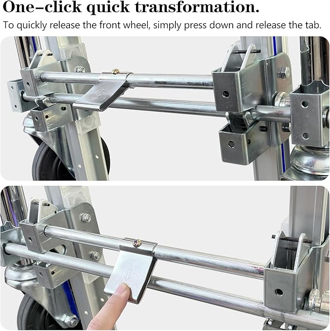3 in 1 Convertible Hand Truck Dolly Cart with Wheels Heavy Duty/with 4 Wheels &Brakes /1000Lbs Load for Furniture/Electrical Appliance/Carton/Warehouse/Office /10 Minutes to Install as Video