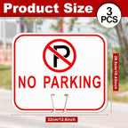 Geetery 3 Pcs No Parking Signs Traffic Cone, 12.6 x 10.43 Inches Plastic Traffic Cone Top Warning Sign for Road Barricade Outdoor Construction Waterproof
