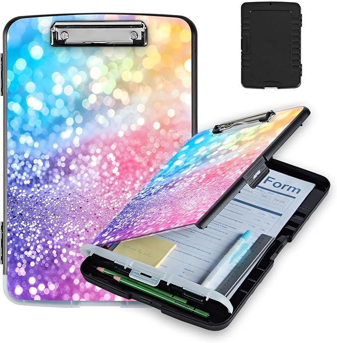 Pattern Design Clipboard with Storage - Heavy Duty Legal Size Clipboard, Ideal for Teachers, Nurses, Office Workers, Contractors, and Kids - 9.5 x 14.2 Inch (Flash Color)