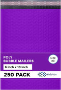 Purple Small Poly Bubble Mailers 6x10 inch #0 | Self Seal Padded Envelopes | Cushioned Bubble Mailer | Usable Size 6x9 | WaterProof | Lightweight mailing Shipping Bags | 250 Pack Bulk
