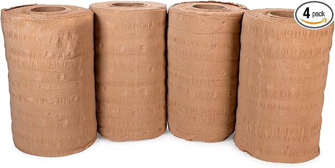 IDL Packaging 12" x 25' EcoMax™ Kraft Paper Cellulose Wadding (4 Rolls) - Cushioning Wrapping and Box Void Filling - Soft and Gentle Packing for Shipping, Moving, and Storing Fragile Items