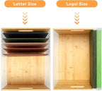 Letter/Legal Bamboo Acrylic File Box Organizer, Hanging File Folder Storage Boxes, Decorative Document Crate Transparent Filing Bin with Handle for Home Office Desk