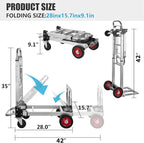 2 in 1 Aluminium Hand Truck Dolly 450lbs Capacity, Heavy Duty Convertible Hand Truck W/Pneumatic Wheels, Foldable Dolly Cart Collapsible for Moving with Retractable Handle