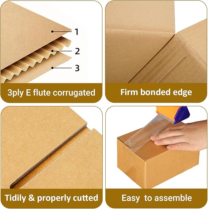 40 Pack 6x4x3 inch Corrugated Boxes Mailer- Corrugated Cardboard Mailer Shipping Boxes, Small Mailing Packing Boxes for Shipping, Packing, Storage