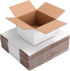 25 Packs Small Shipping Boxes 8x8x6 Inches, White Corrugated Cardboard Box for Shipping, Packing, Business, DIY
