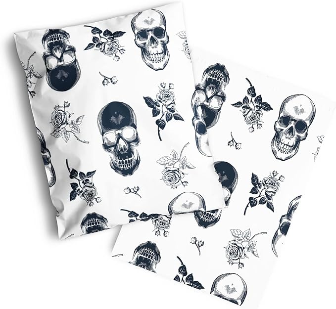 14x19 Poly Mailers – Skull Rose – Waterproof, Tear-Resistant Shipping Bags with Adhesive Seal – 100 Pack – Package Mint