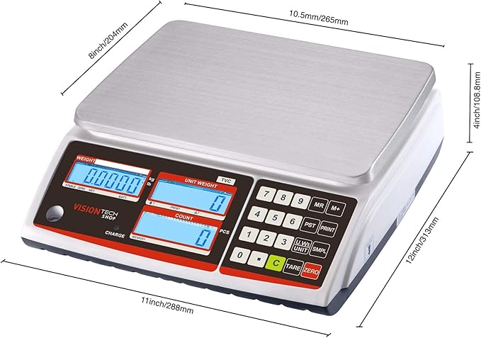 VisionTechShop TVC-12 Counting Scale for Parts and Coins, Lb/Kg Switchable, 12lb Capacity, 0.0005lb Readability