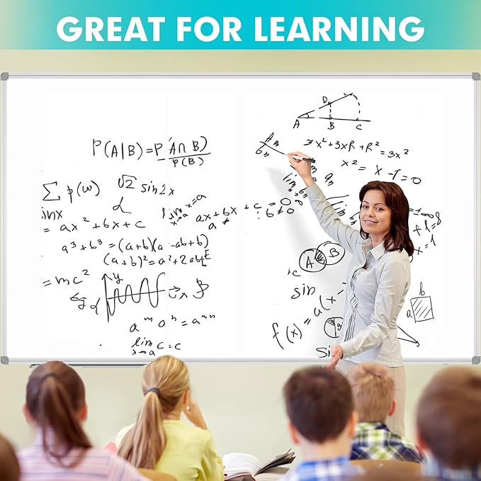 JILoffice Large Magnetic White Board, Dry Erase Board 96 x 48 Inch, Silver Aluminum Frame Wall Mounted Board for Office Home and School