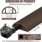 Floor Cord Cover Cable Cavity Self Adhesive Cord Hider Floor 3.3FT Floor Cable Management Power Cord Protector Floor Electric Cord Covers for Offices, Gym, Exhibitions (CoffeeBrown, 1.18" x 3.3')