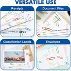 1000 Paper Clips Assorted Sizes, Large, Medium, and Small Colored Paper Clips, Durable, Rustproof, Great for Office Supplies, School, Home Organization(50mm, 33mm, 28mm)