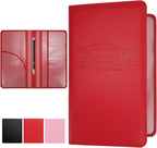 Car Registration and Insurance Card Holder, Leather License Document Red Glove Box Compartment Organizer, Car Wallet Case for Essential Info, License Cards, ID Card