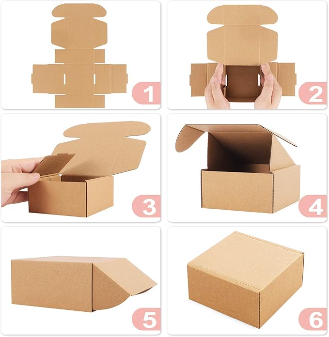 Eupako 7x5x2 Shipping Boxes Small Corrugated Cardboard Box - 25 Pack Brown Mailing Boxes for Packaging Small Business, Mailer Box