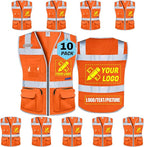 BeautyWill Custom Logo Safety Vest Class 2 High Visibility Reflective Vest for Men - Personalized Logo Team Vest